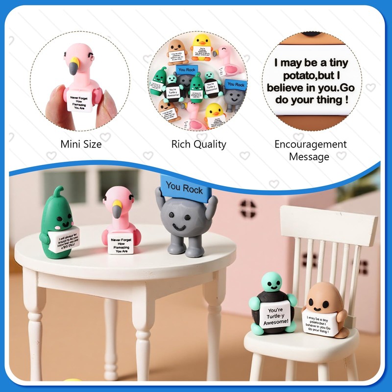 Gejoy 12 Sets Positive Mini Rubber Figurines You Rock Tokens,Classic