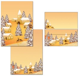 Winterdorf 7350+6118F Letter Pad Set - 1 Writing Pad DIN A4 + 15 Envelopes DIN Long