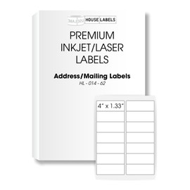 HOUSELABELS 14 Up Address Labels (4" x 1-1/3") for Laser and Inkjet Printers, 25 Sheets / 350 Labels