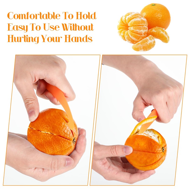 oruola 2pcs Orange Peeler Tool,Plastic Orange Peeler,Long-Handle Speed Peeler,Durable and