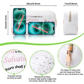 Religious Gifts Makeup Bag Inspirational Gifts for Women Goddaughter Godmother Christian Gifts Cosmetic Bag Bible Verse Gift Baptism Easter Prayer Christmas Birthday Gifts for Friends Travel Pouch