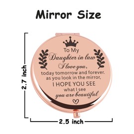 Cawnefil Daughter in Law Gifts from Mother in Law Rose Gold Compact Mirror Wedding Day Birthday for Daughter in Law Best Gifts for Daughter in Laws