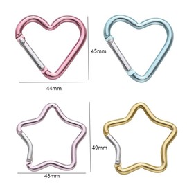 Feilguee 4 PCS Heart-Shaped and Star-Shaped Keychain Clip Aluminum Alloy Snap Keychain Hook for Outdoor Traveling Walking Lightweight Keychain Clip Backpack Carabiner