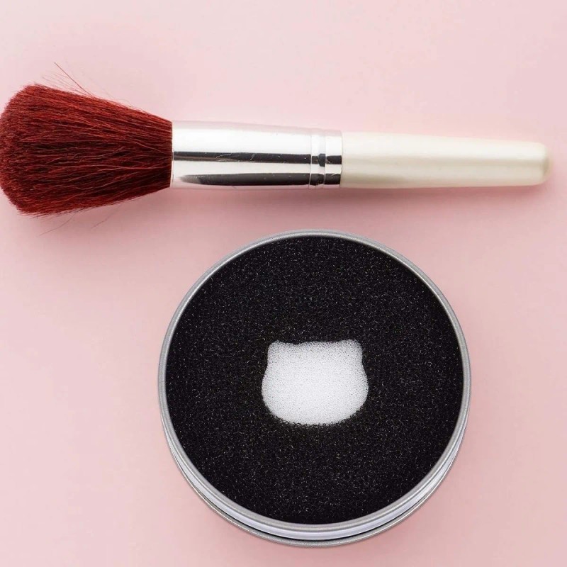2 Estuche Limpia Brocha Seco Maquillaje Esponja Ecológico F Color