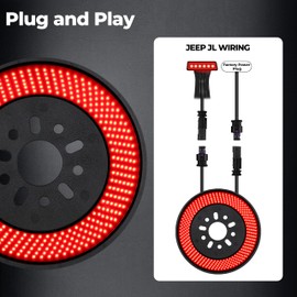 Auto Buero Spare Tire Brake Light Red LED Third Brake Light Wheel Light compatible with Jeep Wrangler JL JLU 2018 2019 2020 2021 2022 2023 2024