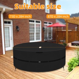 JPURXC Round Hot Tub Full Cover,Energy Efficient Spa Cover, Upgraded 600D Heavy Duty Oxford Cloth SPA Covers, UV Protection & Windproof, Waterproof Hot Tub Covers Replacement (73Dia x 28H inch)