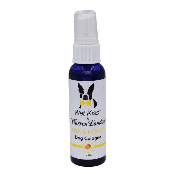 Warren London - Wet Kiss Dog Cologne, Long Lasting Dog Spray, Dog Deodorant to Remove Odor from Stinky Dogs, Milk & Honey, 2 Ounce Bottle