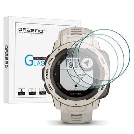 Orzero (3 Pack) Compatible for Garmin Instinct/Garmin Instinct Solar Smartwatch Tempered Glass Screen Protector (Not for instinct 2/Instinct 2X Solar) 2.5D Arc Edges 9H Anti-Scratch HD Bubble-Free