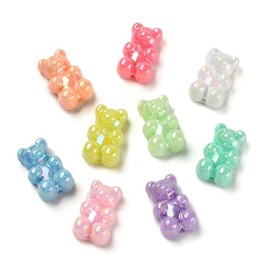 LiQunSweet - 50 abalorio de acrílico de oso opaco de colores AB color gomoso, lindas abalorio de animales para bricolaje, joyas, collares, arete, manualidades, bolsas, llavero