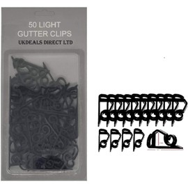 UKDD® 50 Gutter Hanging Hooks Clips for Hanging Outdoor Xmas Christmas String Rope Fairy Lights Decoration Gutter Clips(Black)