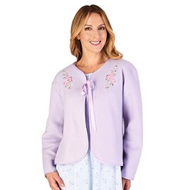 Slenderella Polar Fleece Ribbon Bed Jacket BJ44600 Lilac Medium