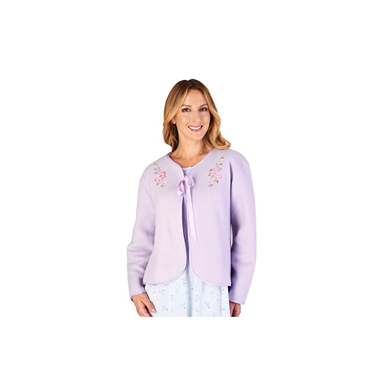 Slenderella Polar Fleece Ribbon Bed Jacket BJ44600 Lilac Medium