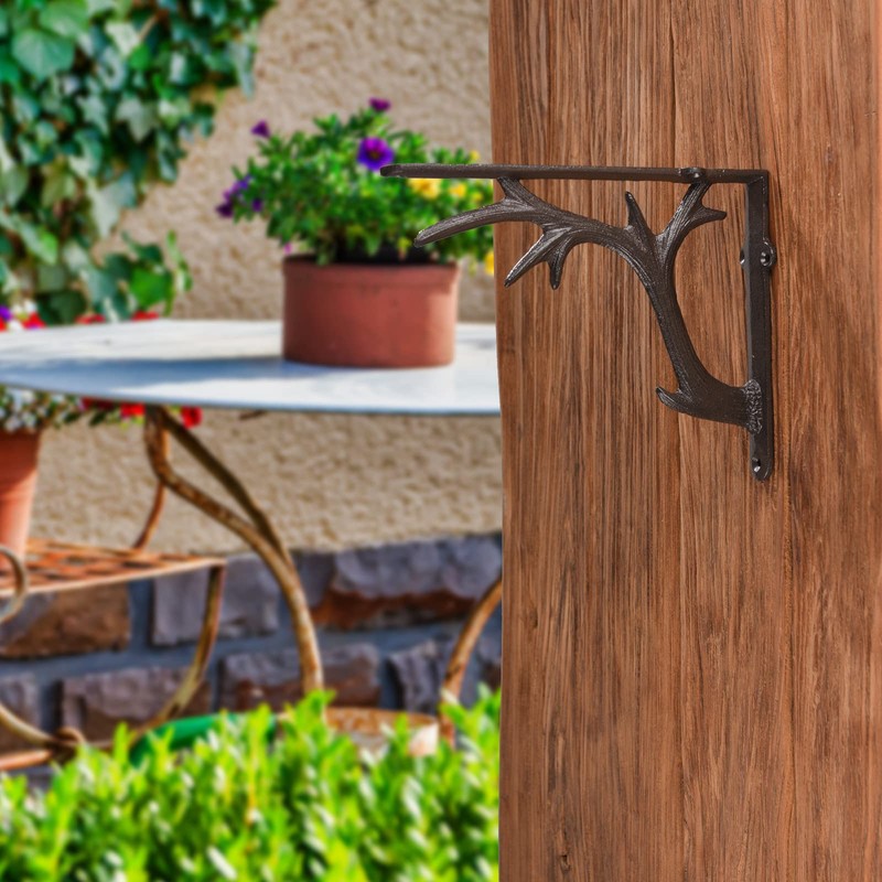 BRASSTAR Cast Iron Deer Antler Design Wall Shelf Bracket Thick