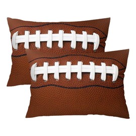 American Football Throw Pillow Cover Standard Size Set of 2,Rugby Leather Lace Fun Traditional Sport Ball,Lumbar Pillow Case Decorative Queen Pillow Cases with Zipper Bed Cushion Covers,20"x30"