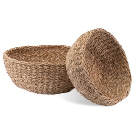 Decorasian Bowls Braided Seagrass Decorative Basket Round Storage Set Diameter 30 cm + D 25 cm