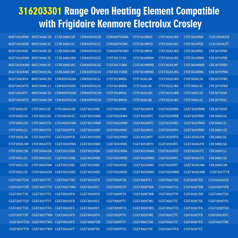 316203301 316200600 Electric Range Broil Element Compatible with Frigidaire Kenmore