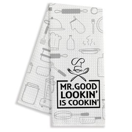 zcyhtqp Mr.Good Looking is Cooking,Funny Kitchen Towels,Funny Dish Towels with Sayings,Dish Towels for Kitchen Decor,New Home Housewarming Gifts,Chef Gift,Kitchen Gift for Men