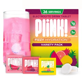 Plink Plink! Fizzy Electrolyte Drink Tablets for Daily Hydration - 36ct Electrolyte Tablets + Sodium, Potassium, Magnesium, Low-Calorie, Low-Sugar Keto Electrolytes Powder Hydration Packets Water Flavoring
