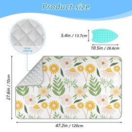 ElliTarr Ironing Mat Portable Ironing Pad Ironing Blanket for Table Top Heat Resistance Double-Side Using Travel Large 47.2 x 27.6 Inch Foldable Lightweight White Flower