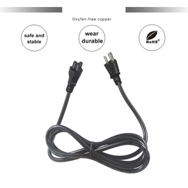 3-Slot Universal AC Power Cord - 12Ft Replacement 3 Prong Laptop Power Cable, NEMA 5-15P to IEC C5 Connector, SJT 18 Gauge, Black