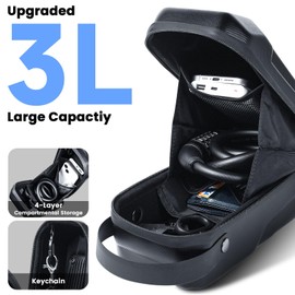 CHICLEW 3L Large Scooter Bag with Handle, Portable Electric Scooter Storage Bag, Waterproof XL Handlebar Pouch Bag for Scooters, Bikes, Segway Niu, with Small Coded Lock & Screw Fixation Design