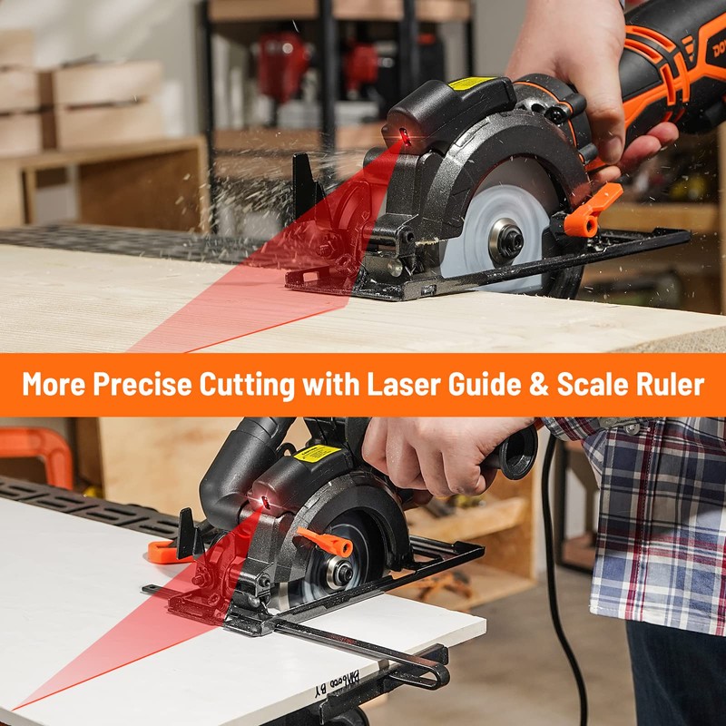 DOVAMAN Circular Saw, 5.8A 4-1/2" Circular Saw w/Laser, Metal Auxiliary