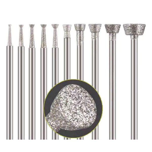 Luo ke 10 Pcs Diamond Burr - 3/32 Inch Shank