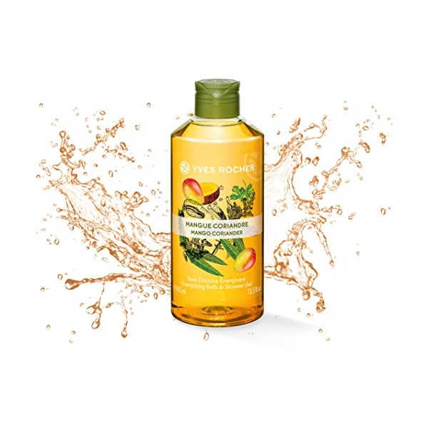 Yves Rocher LES PLAISIRS NATURE Duschbad Mango-Koriander, Aroma-Schaumbad & pflegendes Duschgel, 1 x Flacon 400 ml