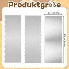 KWJEIULSOQ 3 Stück Tortenschaber, Tortenspachtel, Kuchenschaber aus Edelstahl, Kuchen Glatter Schaber, Werkzeuge zur Herstellung von Sahnetorten, Sahnespatel aus Edelstahl für Buttercreme DIY Werkzeug