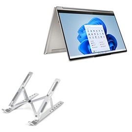 BoxWave Stand and Mount Compatible with Lenovo Yoga 9i (14 in - 82BG) - Compact QuickSwitch Laptop Stand, Portable Multi Angle Viewing Foldable Riser - Metallic Silver