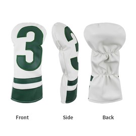 Scott Edward 1/3 Pcs Golf Club Covers, PU Big Number 1 3 5 Golf Headcovers for Driver Fairway and Hybrid Wood Fit Most Brand (Green 3)