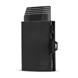 KLOMORE Men's Slim Wallet Credit Card Holder with Coin Compartment, RFID Protection Men's Wallet, Smart Wallet Card Holder, Wallet, black