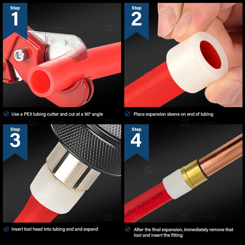 3/4" Expansion Copper Stub Out Pex-A, 3/4" x 8" Straight