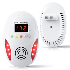Carbon Monoxide Detectors and Natural Gas Detector, Carbon Monoxide Detectors Plug in, Dual Alarms Gas Leak Detector with Light - Natural, Co Leak Detection for Home, RV Essentials, White, 1Pcs