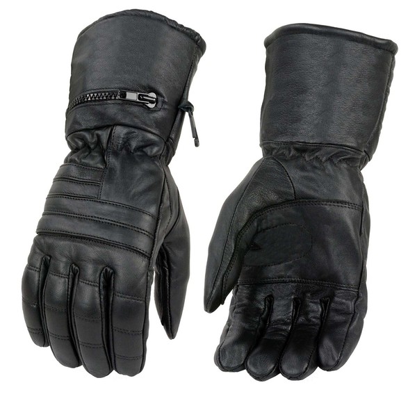 Milwaukee Leather SH230 Men's Black Leather Warm Lining Gauntlet Motorcycle