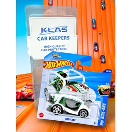 Hot Wheels Kick Kart (White, Green & Red Let's Race) 2/5 HW Ride-Ons - 2025-23/250 (Short Card) - includes a KLAS Car Keeper Protector Case - HYW76