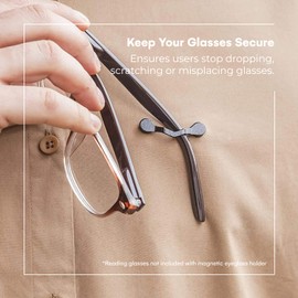 Readerest Magnetic Glasses Holder Clip, Eyewear Accessory for Readers, Sunglasses, Glasses Holders for Men, ID Badge Clip, USA Made (Black)