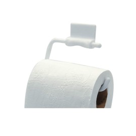 MAYTON Porta Rollo de Papel de Baño Blanco Adherible - Pégalo en Cualquier Superficie Lisa sin Utilizar Herramienta y comiénzalo a Usar!