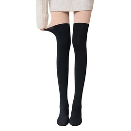 HIMATI Women's Faux Knee High Stockings, Knee High Style Stockings, Tights, Fake Knee High Tights, Beautiful Leg Stockings, Switching Fabric, Beautiful Leg Effects, black+beige-52cm