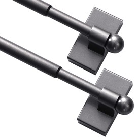 Turquoize 2 Pack Magnetic Curtain Rod Magnetic Curtain Rods for Metal Doors Multi-Use Adjustable Cafe Sidelight Magnetic Rods Extends from 09 inch to 16 inch, Champaign Gold, 2-Pack