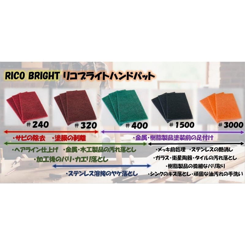 RIKEN CORundum RICOB #1500 Ricobrite Handpad, Pack of 20
