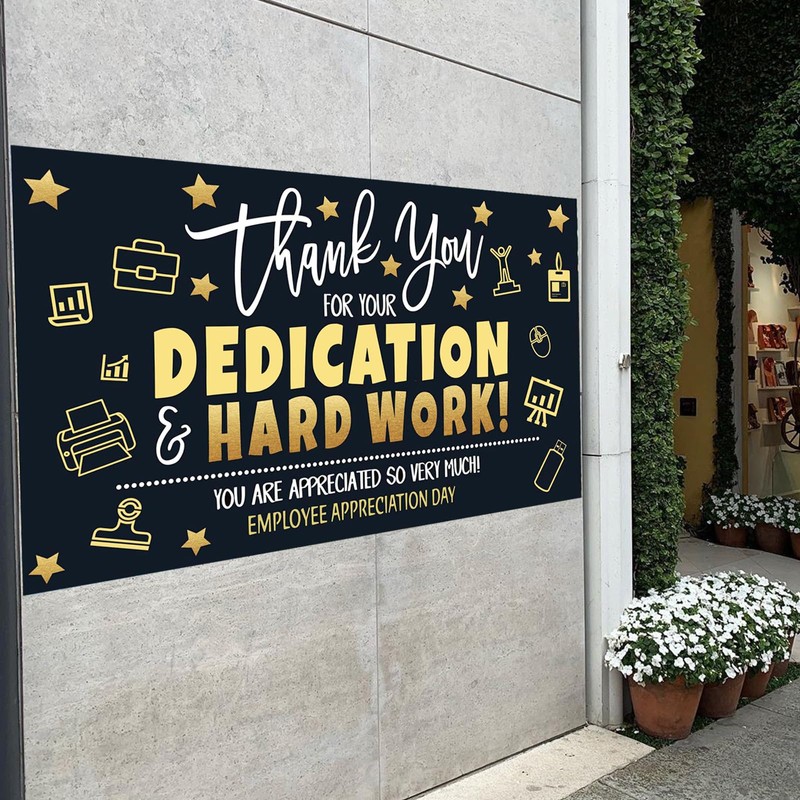 Employee Appreciation Day Banner Backdrop Decorations, We Appreciate You Banner
