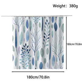 FAIRYGATE Shower Curtain Fabric Washable Blue Shower Curtain Blue 180 x 180 cm Waterproof Shower Curtains Pattern with 12 Shower Curtain Rings Anti Mould for Bathtub Bathroom Curtain Washable Shower