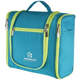 Hanging Toiletry Bag Extra Large Capacity | Premium Travel Organizer Bags For Men And Women | Durable Waterproof Nylon Bathroom, Shower, Makeup Bag For Toiletries, Cosmetics, Brushes (Aquamarine)