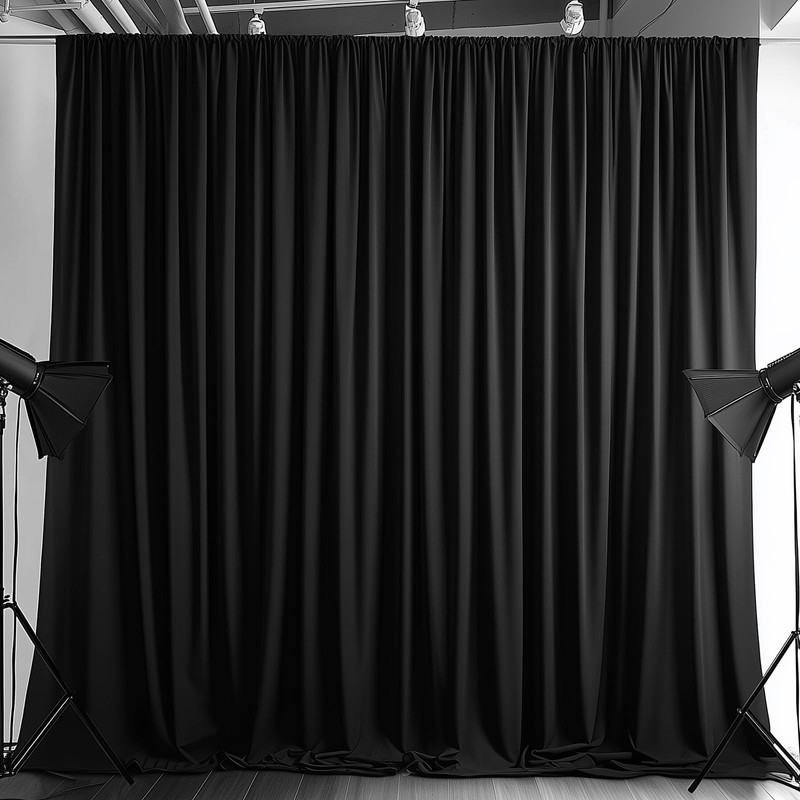 10x10FT Black Backdrop Curtains for Parties Wrinkle Free Black Curtains