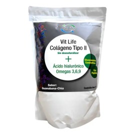 Colágeno Hidrolizado VitLife Tipo II Ácido Hialurónico Guanábana 1kg Polvo