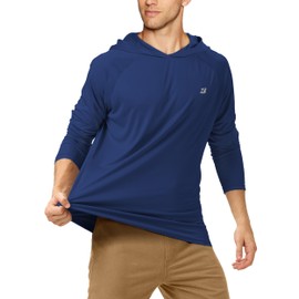 Roadbox Men's Sun Protection Long Sleeve Hoodie UPF 50+ Outdoor UV Fishing Shirts for Workout, Running, Fishing, Hiking (Large)