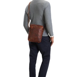 STILORD 'Fox' Men's Bag Leather Vintage Messenger in Genuine Leather Vintage Cross Body Cross Over Bag for Men Women Messenger Bag, Colour:Santana - Brown