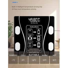 ORCO Smart Body Fat Scale, LCD Display, 26x26cm Toughened Glass, 180kg Capacity, Bluetooth App Connectivity