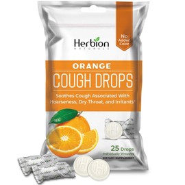 Herbion Naturals Herbion Naturals Cough Drops with Natural Orange Flavor, Dietary Supplement, Soothes Cough, for Adults and Children Over 6 Years, 25 Drops, No Artificial Flavor, No Added Color.